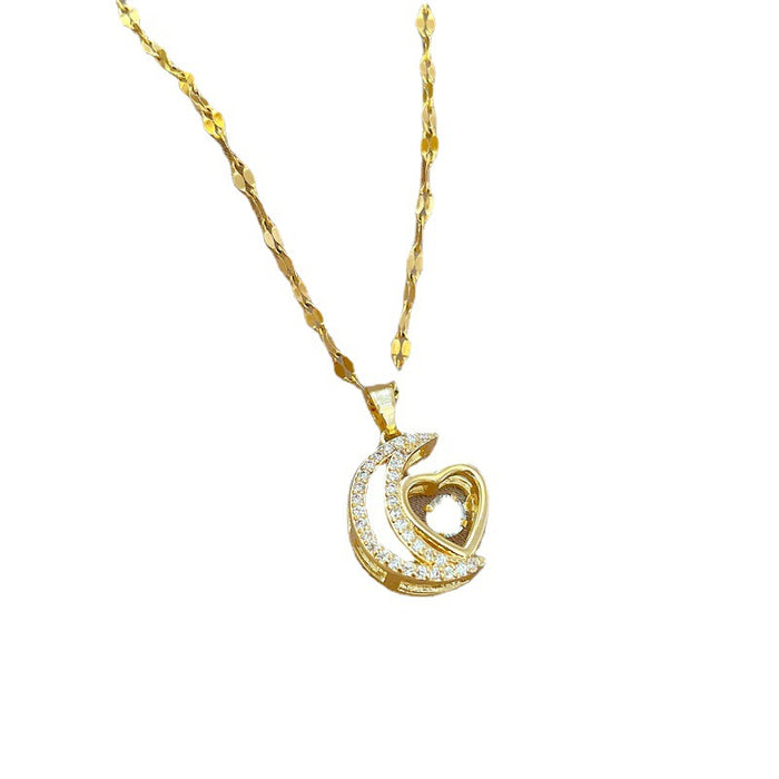 N2519 - Light Luxury Moon Love Heart Necklace