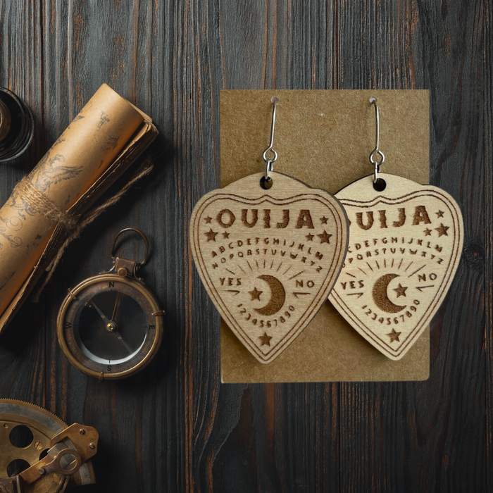 Ouija Earrings Dangle Wooden Earrings