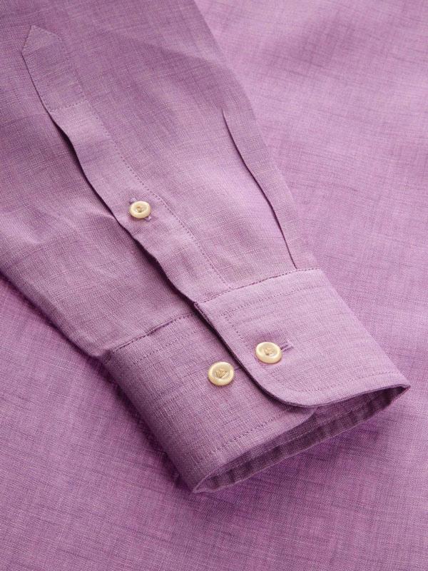 Praiano Lilac Solid Full Sleeve Single Cuff Tailored Fit Semi Formal French Flax Linen Shirt