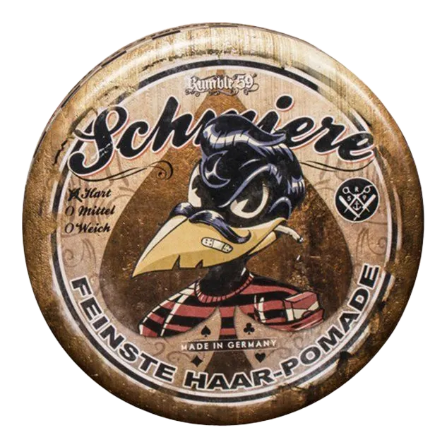 Schmiere Special Edition Poker oljebasert pomade i vintage metallboks med kråke-illustrasjon og spillekortmønster