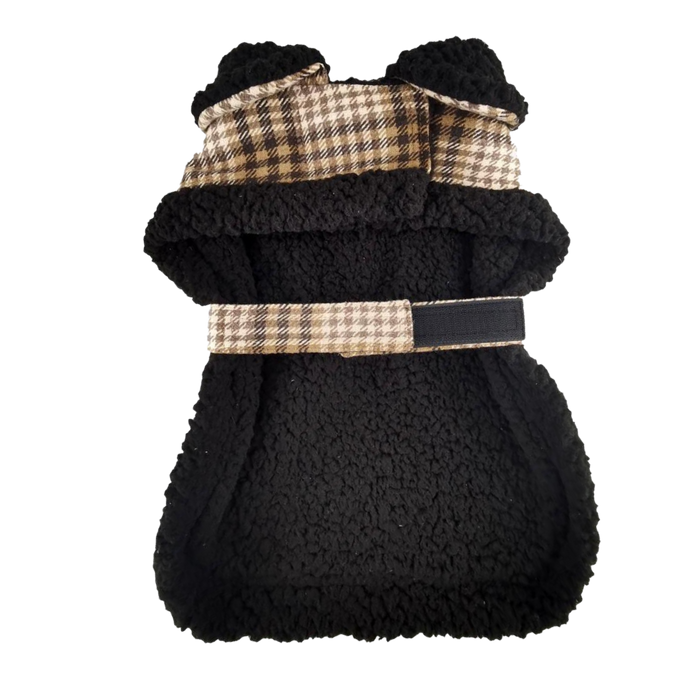 Sherpa-Lined Coat | Brown & White Plaid