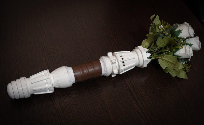 Star Wars Wedding white Rey Lightsaber Bouquet Holder | star wars wedding - 3DPrintProps