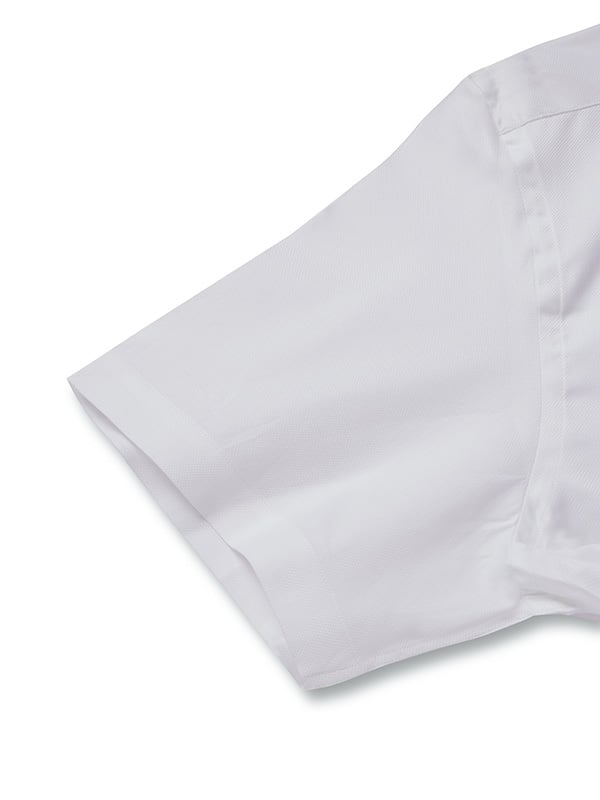 Structure White Solid Half Sleeve Tailored Fit Classic Formal Two Ply Mercerized Cotton Shirt