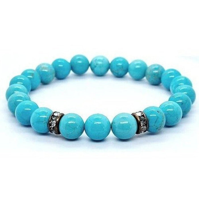 Turquoise and howlite beaded bracelet in blue and white natural stone