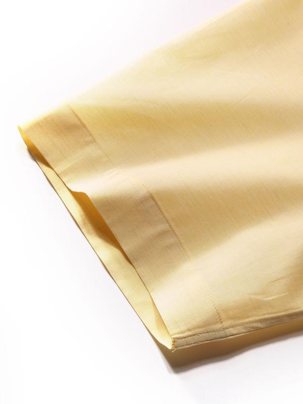 Venete Yellow Solid Half Sleeve Classic Fit Semi Formal Super Fine Cotton Shirt