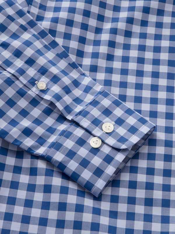 Vivace Navy Check Full Sleeve Single Cuff Tailored Fit Semi Formal Silk Touch Egyptian Giza Cotton Shirt
