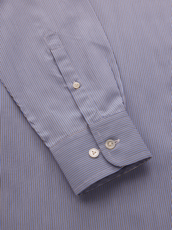 Vivace Sky Striped Full Sleeve Single Cuff Tailored Fit Semi Formal Silk Touch Egyptian Giza Cotton Shirt