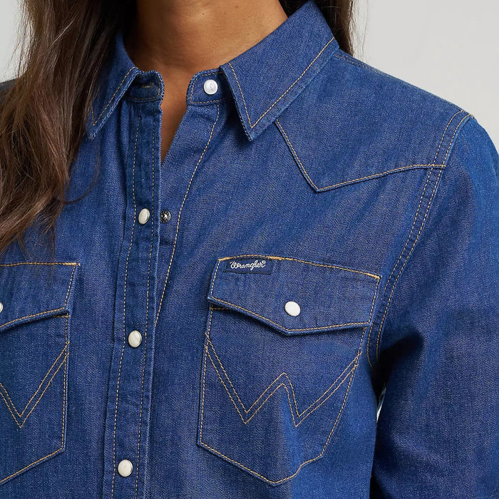 Western Snap Denim Dress #112373761