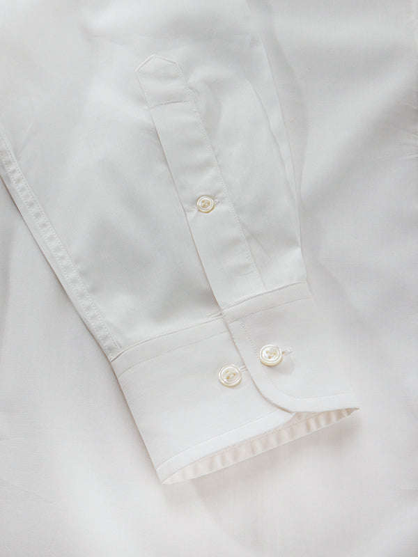 White Solid Full Sleeve Single Cuff Classic Fit Classic Formal Luxury Cotton Shirt