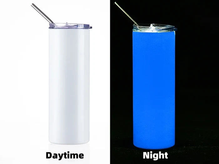 20oz/600ml Sublimation Luminous Stainless Steel Skinny Tumbler (White to Blue)