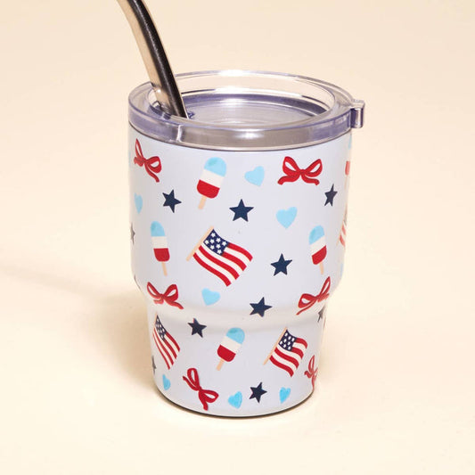 2oz Tiny Tumbler–Red, White, & Bows