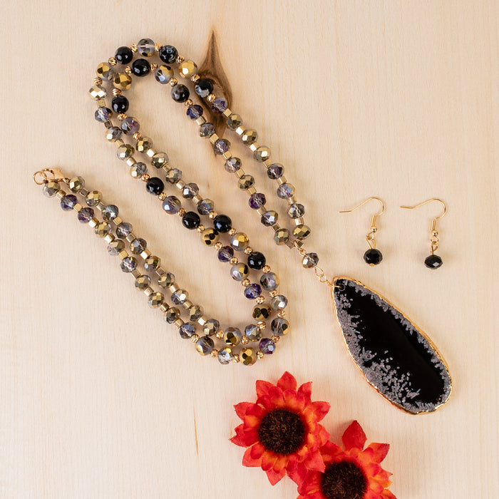 72493 - Natural Stone Necklace - Black