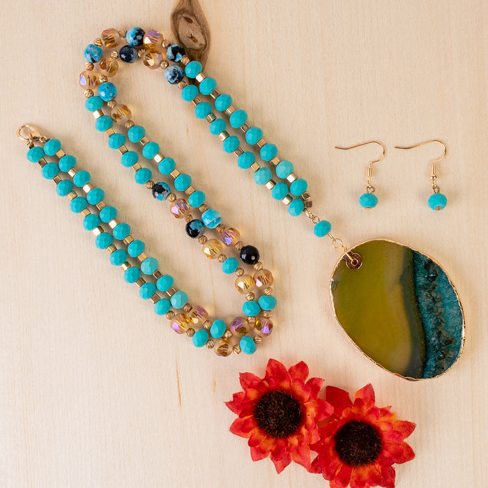 72493 - Natural Stone Necklace - Turquoise