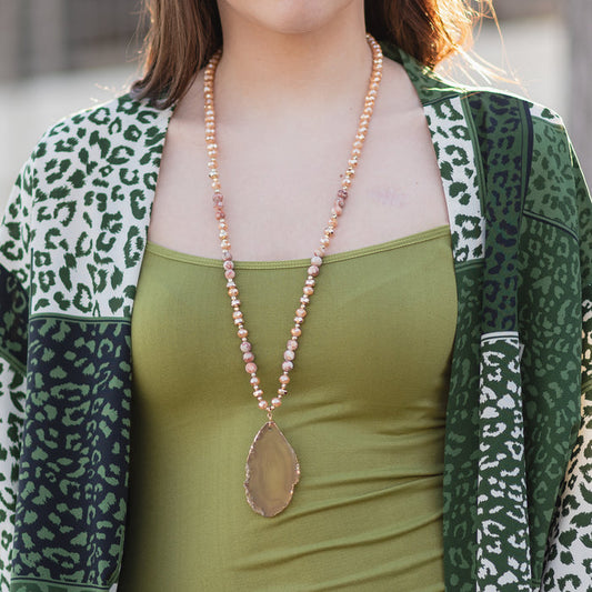 72898 - Natural Stone Necklace - Gold