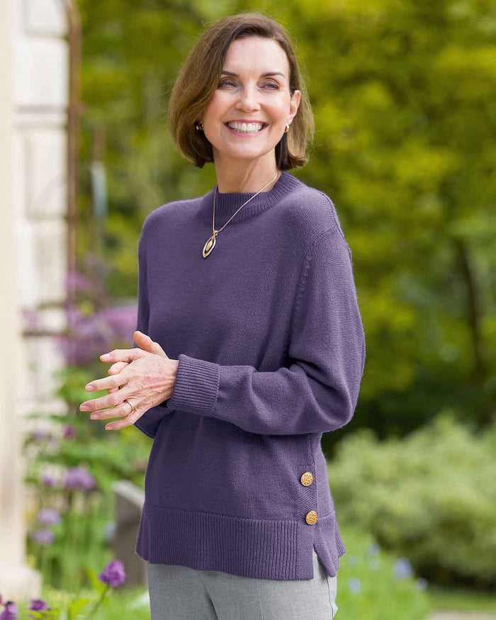 Ada Button Detail Turtle Neck Jumper - Hyacinth - Country Collection