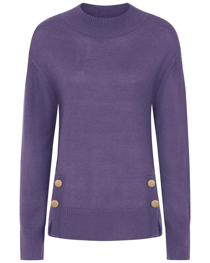 Ada Hyacinth Button Detail Turtle Neck Jumper - Image 4 - Country Collection