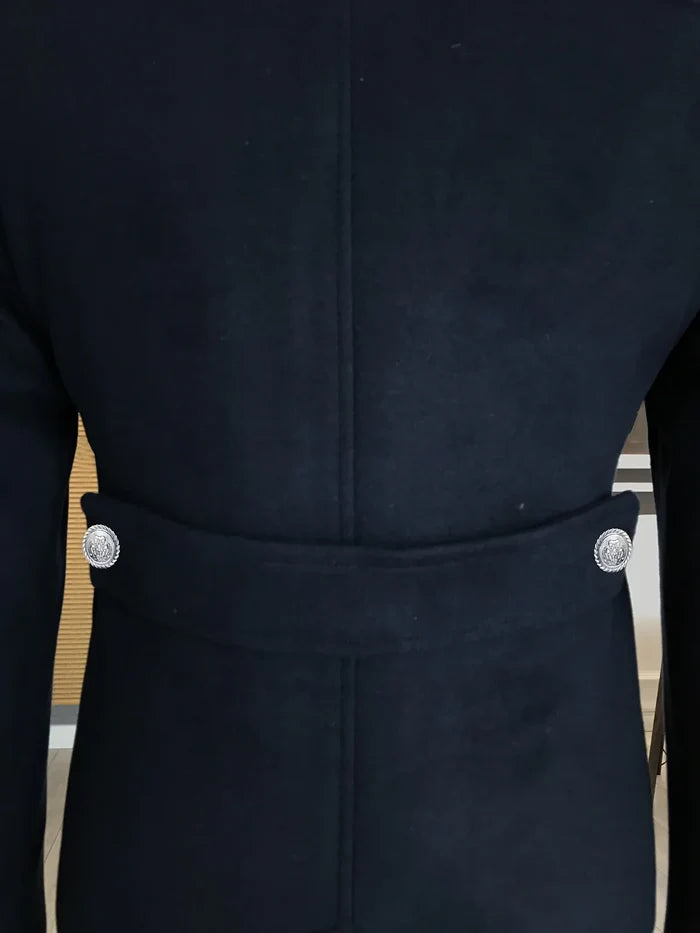 Alaska Dark Blue Double Breasted Coat by Italian Vega®