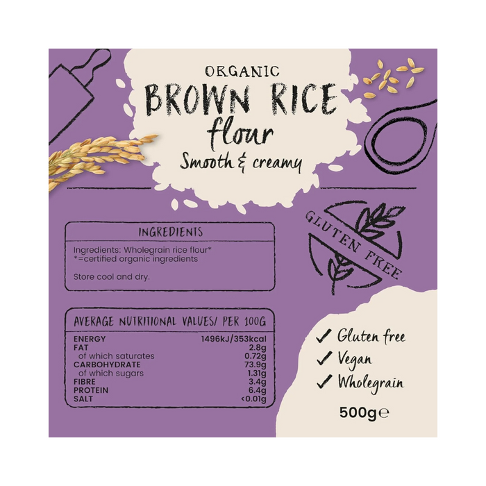 Amisa Gluten Free Organic Fine Brown Rice Flour 500g