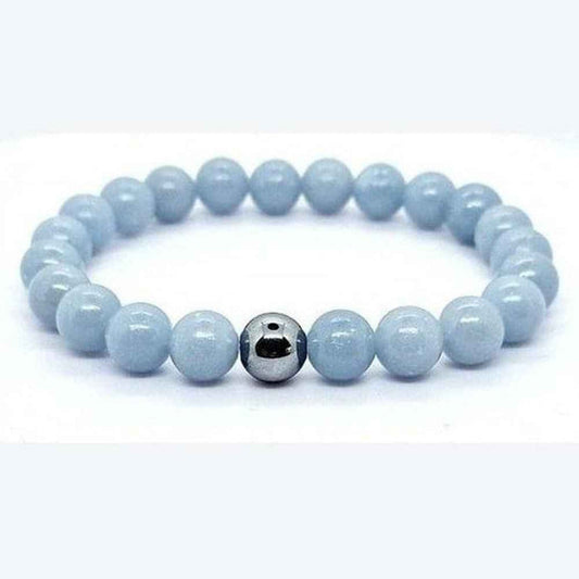 Angelite beaded bracelet, soft blue 8mm natural stone beads