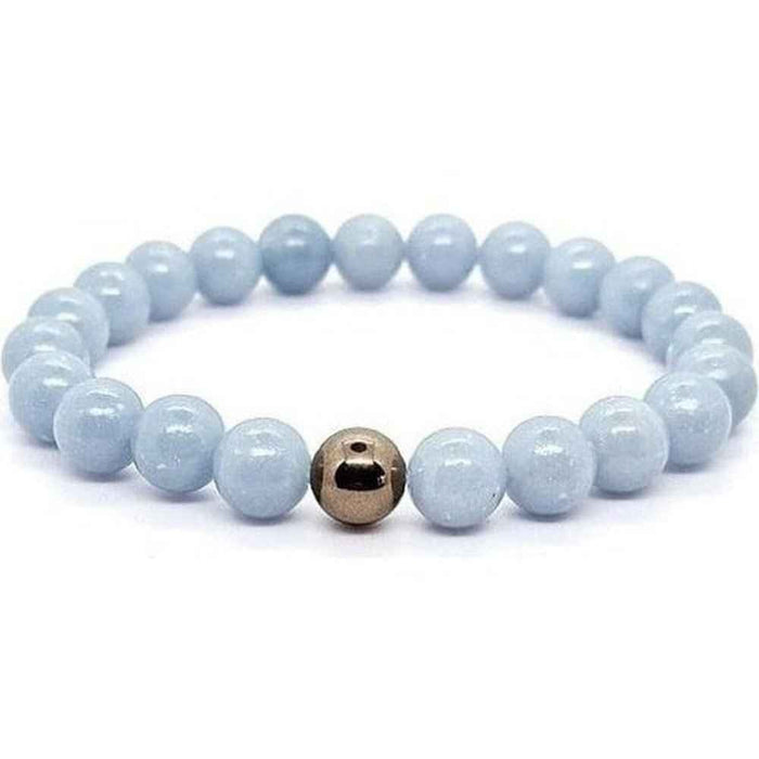 Angelite beaded bracelet, soft blue, view 2