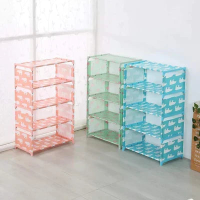 Animal print shoe rack