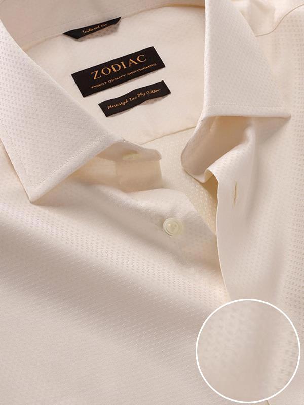 Antonello Cream Solid Full Sleeve Single Cuff Tailored Fit Classic Formal Two Ply Mercerized Cotton Shirt
