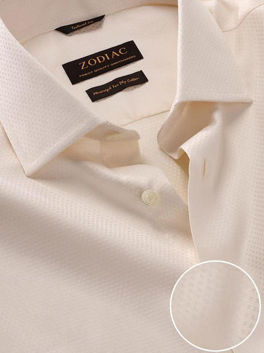 Antonello Cream Solid Full Sleeve Single Cuff Tailored Fit Classic Formal Two Ply Mercerized Cotton Shirt