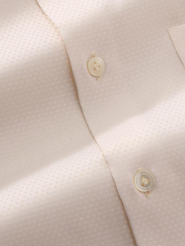 Antonello Cream Solid Full Sleeve Single Cuff Tailored Fit Classic Formal Two Ply Mercerized Cotton Shirt