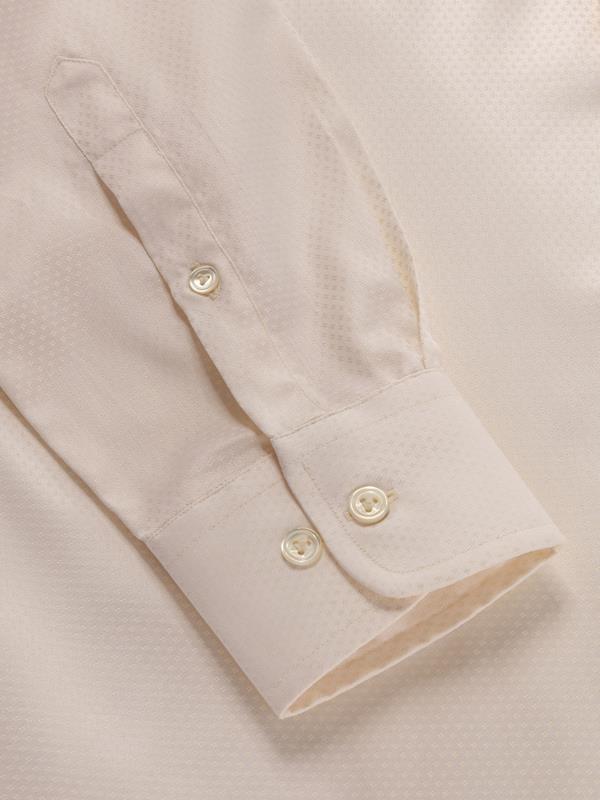 Antonello Cream Solid Full Sleeve Single Cuff Tailored Fit Classic Formal Two Ply Mercerized Cotton Shirt