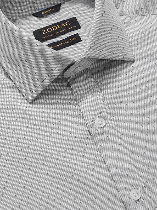 Antonello Light Grey Solid Full Sleeve Single Cuff Classic Fit Classic Formal Two Ply Mercerized Cotton Shirt