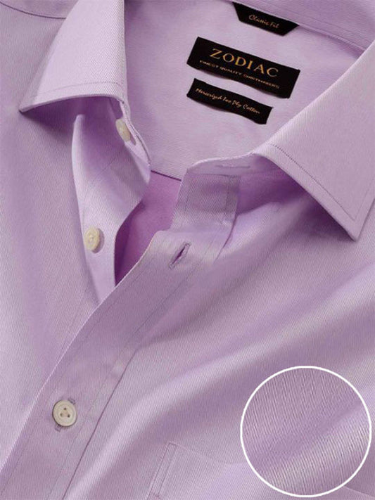 Antonello Lilac Solid Full Sleeve Single Cuff Classic Fit Classic Formal Two Ply Mercerized Cotton Shirt