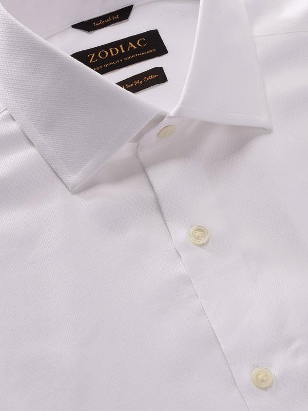 Antonello White Solid Full Sleeve Single Cuff Tailored Fit Classic Formal Two Ply Mercerized Cotton Shirt
