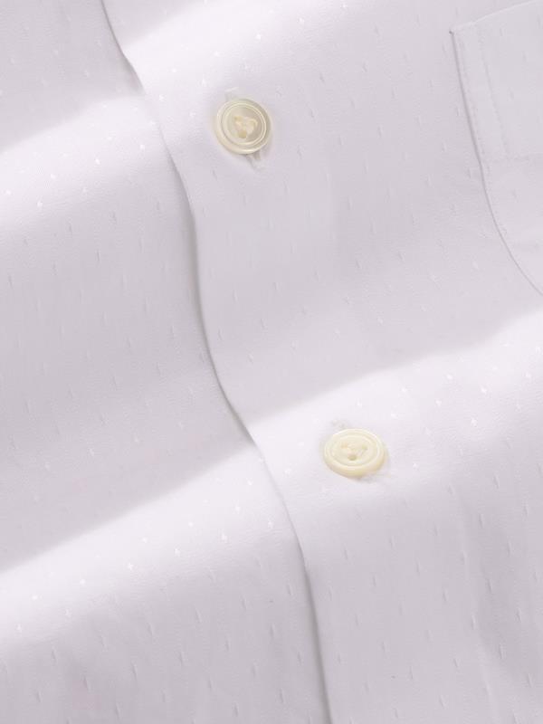 Antonello White Solid Full Sleeve Single Cuff Tailored Fit Classic Formal Two Ply Mercerized Cotton Shirt