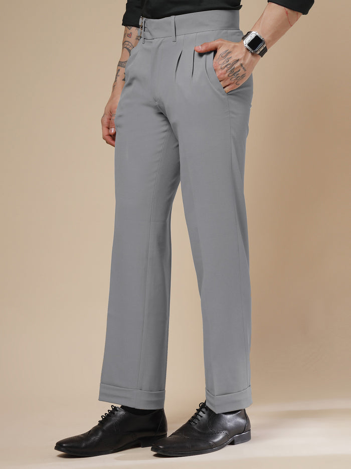 Ash Grey Double Buckle Gurkha Pants by ITALIAN VEGA®