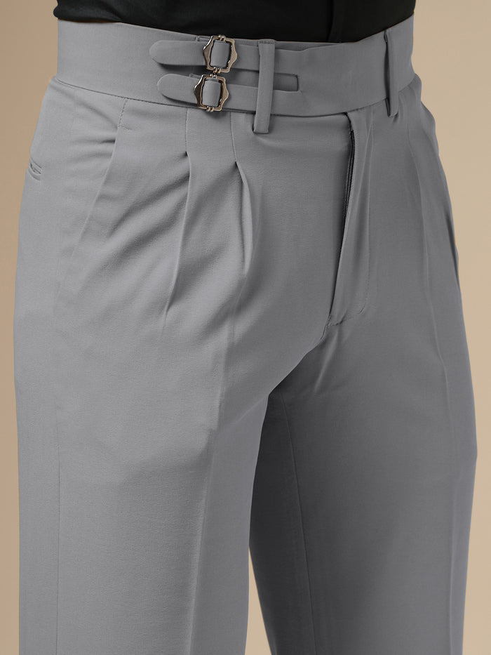 Ash Grey Double Buckle Gurkha Pants by ITALIAN VEGA®