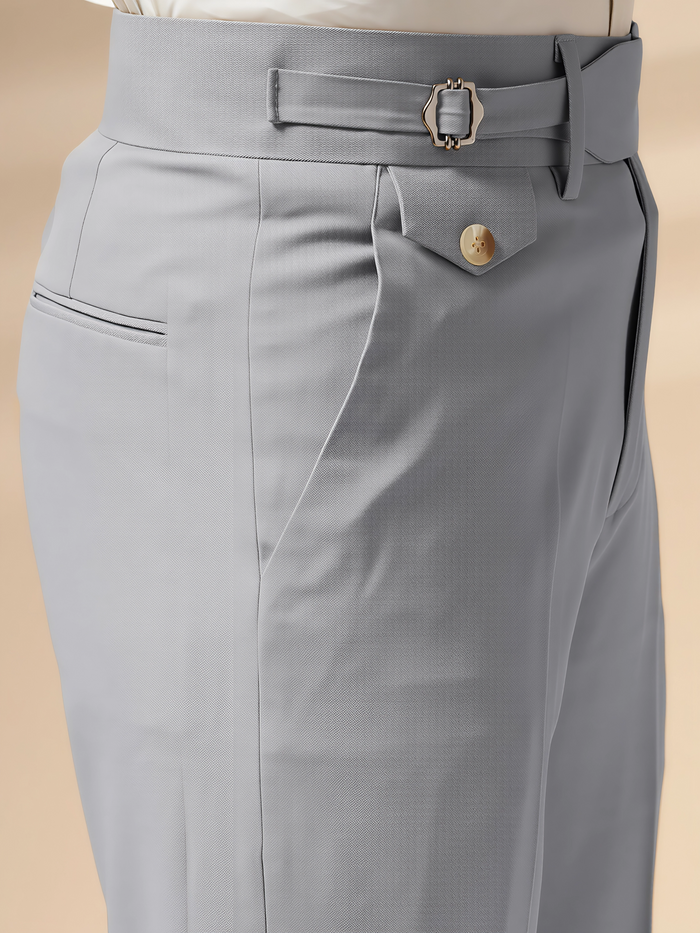 Ash Grey Single Buckle Gurkha Pants by ITALIAN VEGA®