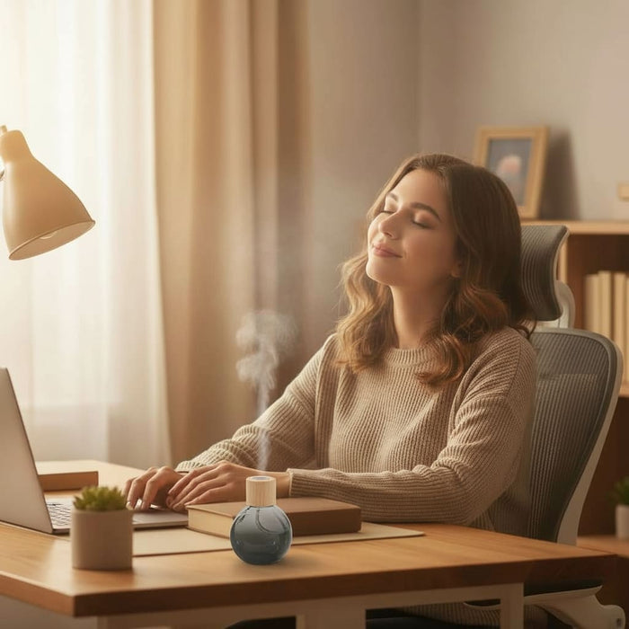 Diffuser Bottle being used on a desk - NorthWood is where to buy wholesale car diffuser supplies