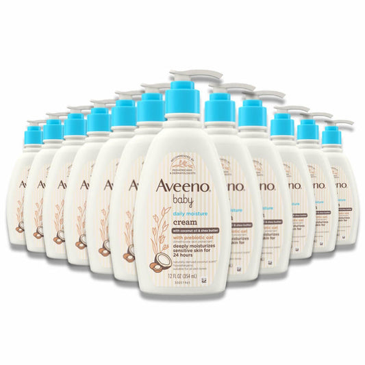 Aveeno - Baby Daily Moisturizing Cream with Prebiotic Oat & Shea Butter, Gentle Coconut Scent - 12 Oz - 12 Pack