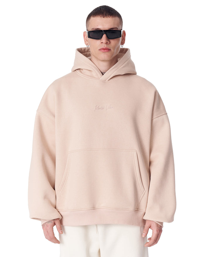 Back Embroidery Oversized Beige Hoodie (2)