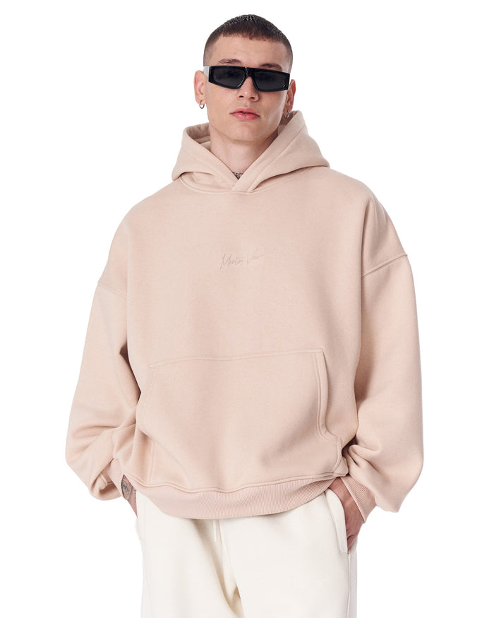 Back Embroidery Oversized Beige Hoodie (4)