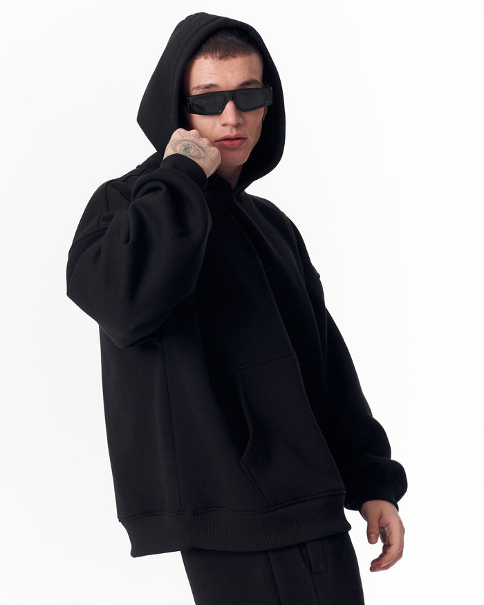 Back Embroidery Oversized Black Hoodie (3)