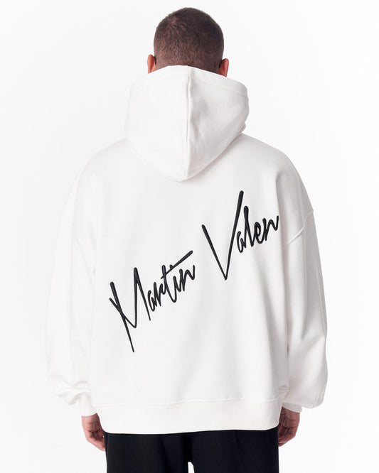 Back Embroidery Oversized White Hoodie