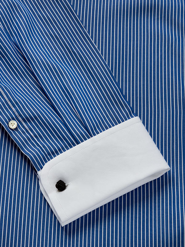 Banco Ink Striped Full Sleeve Double Cuff Tailored Fit Classic Formal Cotton Shirt