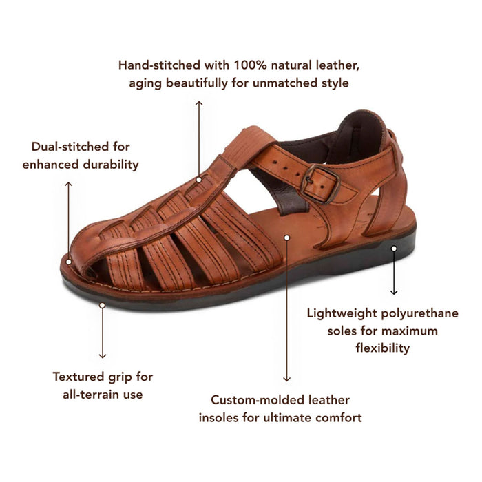 Barak - Leather Closed Toe Sandal | Honey