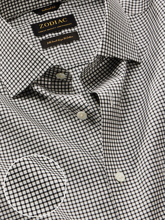 Barboni Black & White Check Full Sleeve Single Cuff Tailored Fit Classic Formal Silk Touch Egyptian Giza Cotton Shirt