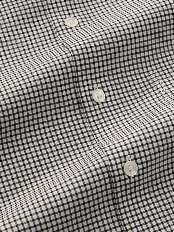 Barboni Black & White Check Full Sleeve Single Cuff Tailored Fit Classic Formal Silk Touch Egyptian Giza Cotton Shirt