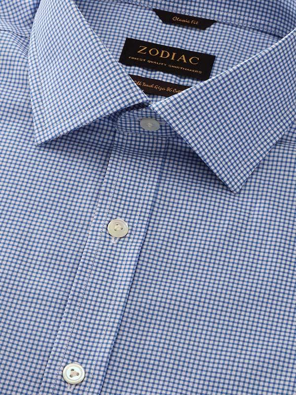 Barboni Blue Check Full Sleeve Single Cuff Classic Fit Classic Formal Silk Touch Egyptian Giza Cotton Shirt