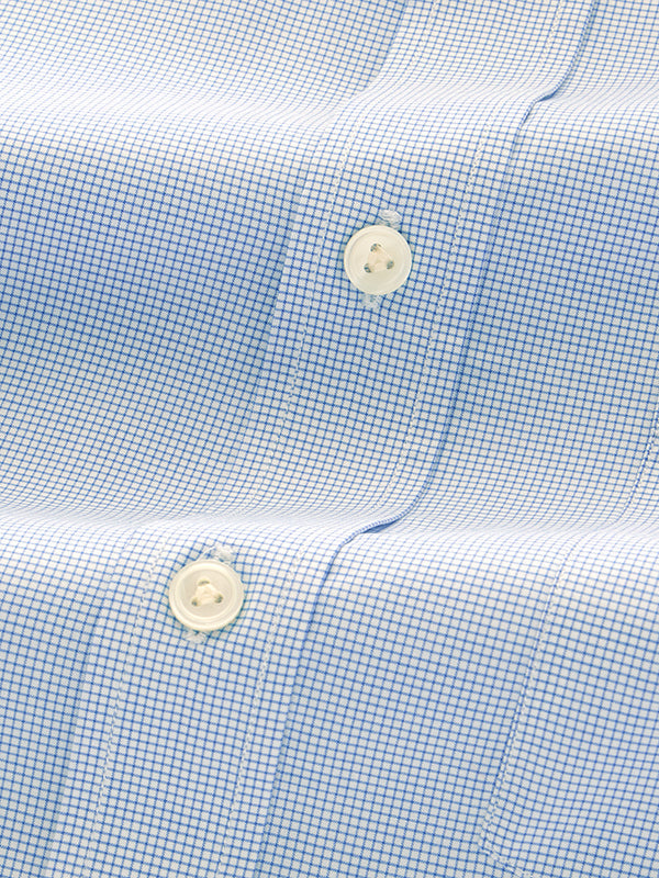 Barboni Blue Check Full Sleeve Single Cuff Classic Fit Classic Formal Silk Touch Egyptian Giza Cotton Shirt
