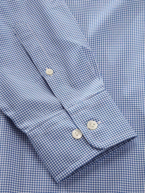 Barboni Blue Check Full Sleeve Single Cuff Classic Fit Classic Formal Silk Touch Egyptian Giza Cotton Shirt