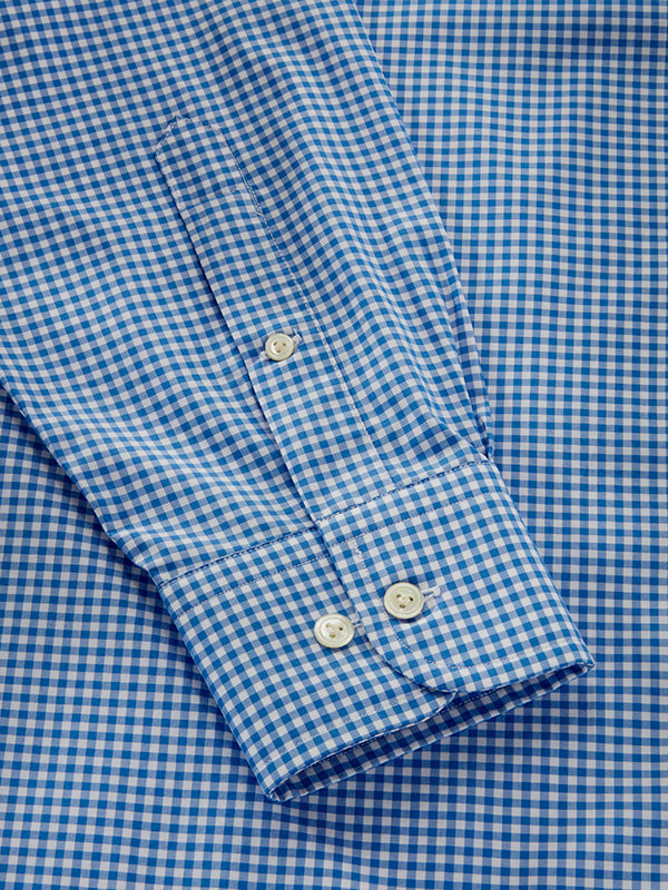 Barboni Blue Check Full Sleeve Single Cuff Classic Fit Classic Formal Silk Touch Egyptian Giza Cotton Shirt